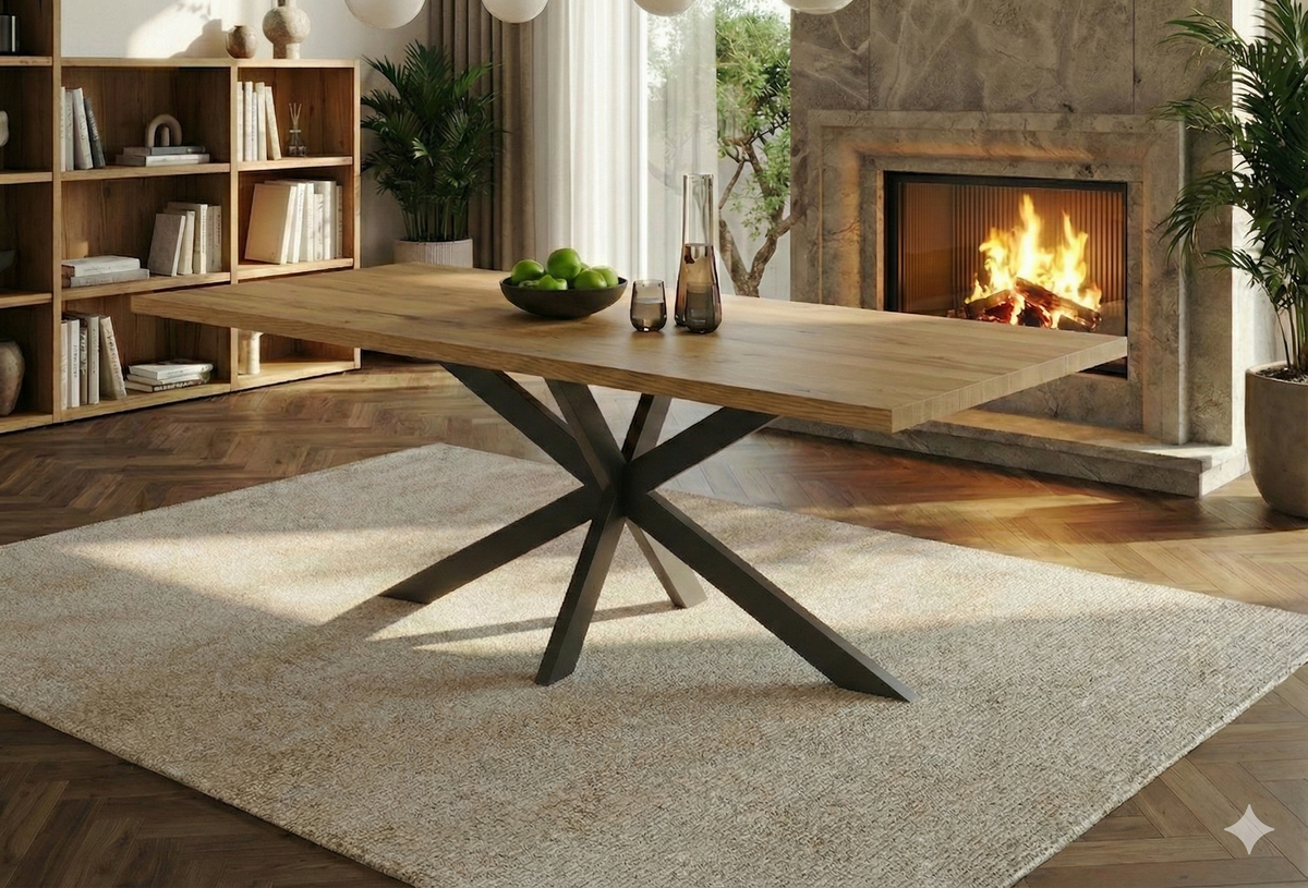 Esstisch aus Eiche mit natürlicher Baumkante – Holzmode